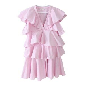 Lyn Around tiered layered dress butterfly sleeves mini baby doll dress XS @A9